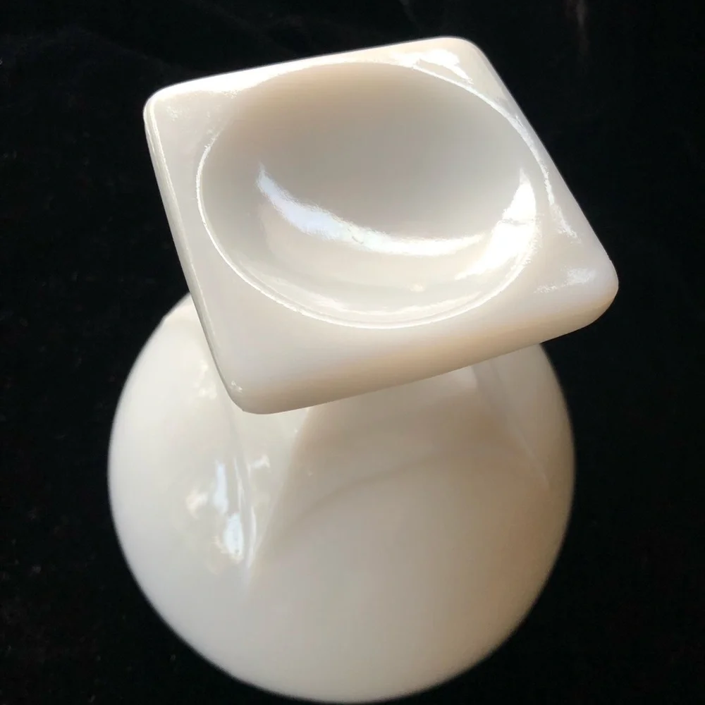Vintage Art Deco Milk Glass Footed Pedestal Bowl / Vase  5